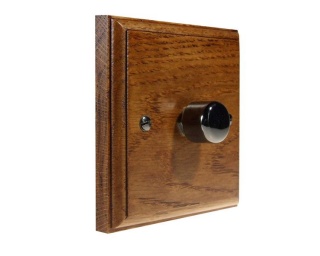 Classic Wood 1 Gang Fan Control Dimmer Switch in Medium Oak with Black Nickel Dimmer Cap